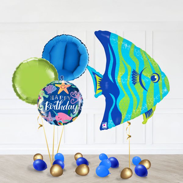 Angel Fish Bubble Blue Green HappyBirthday