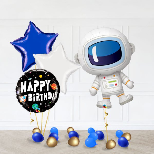 Astronaut Star Blue White Bubble Happy Birthday Space
