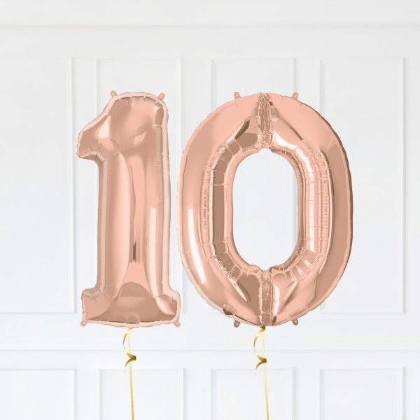 10 RoseGold Trio Star Birthday Balloon Numbers - Image 11