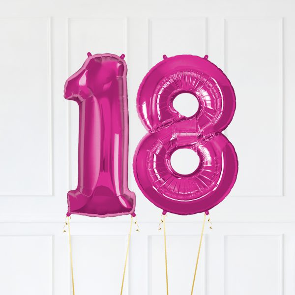 18 Magenta Trio Star Birthday Balloon Numbers - Image 3