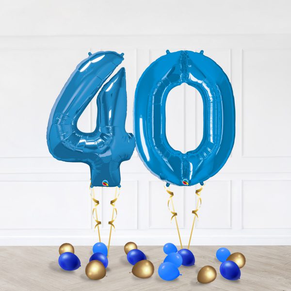 Number 40 Sapphire Blue Star Blue Gold Bubble Happy Birthday - Image 3