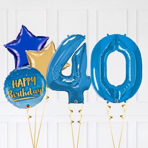 Number 40 Sapphire Blue Star Blue Gold Bubble Happy Birthday - Image 2