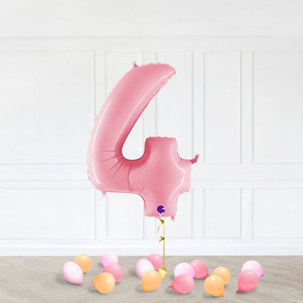 Number 4 Pastel Pink TrioHeartBubble Rose White HappyBirthday - Image 3