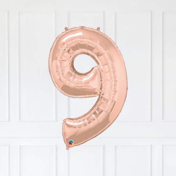 10 RoseGold Trio Star Birthday Balloon Numbers - Image 10