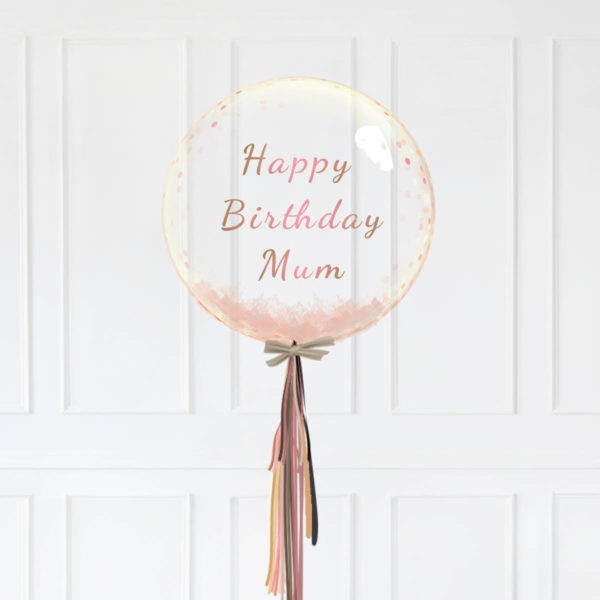 Personalised Rose Gold Confetti Bubble Balloon 20’’ - Image 2