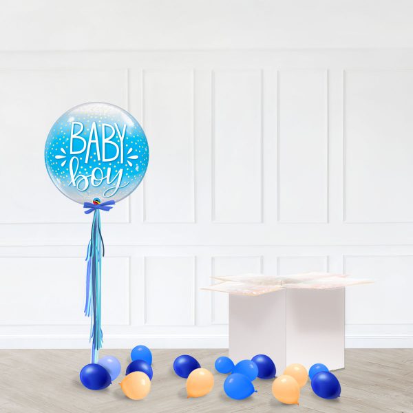 Bubble Baby Boy Blue MiniBalloon Box