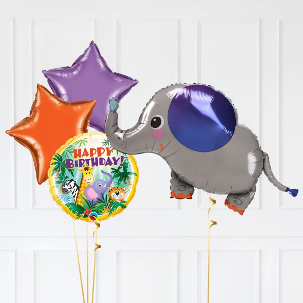 Elephant Star Purple Orange Bubble Birthday Safari - Image 2