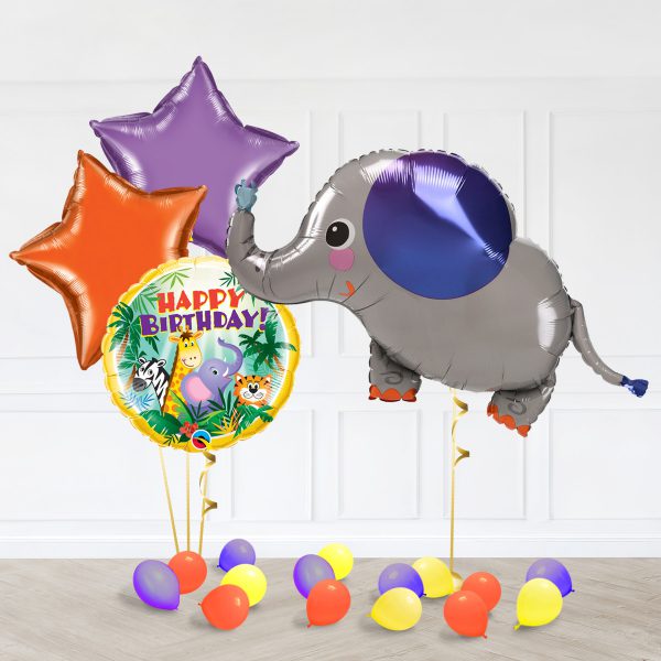 Elephant Star Purple Orange Bubble Birthday Safari