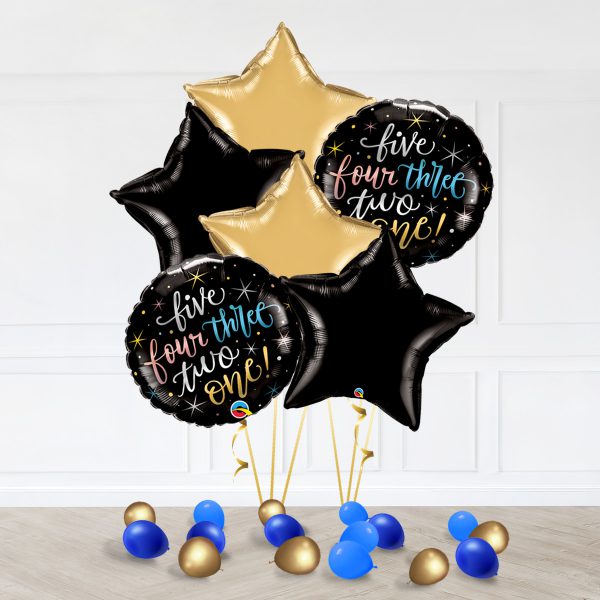 New Year Star Bubble Gold Black Countdown
