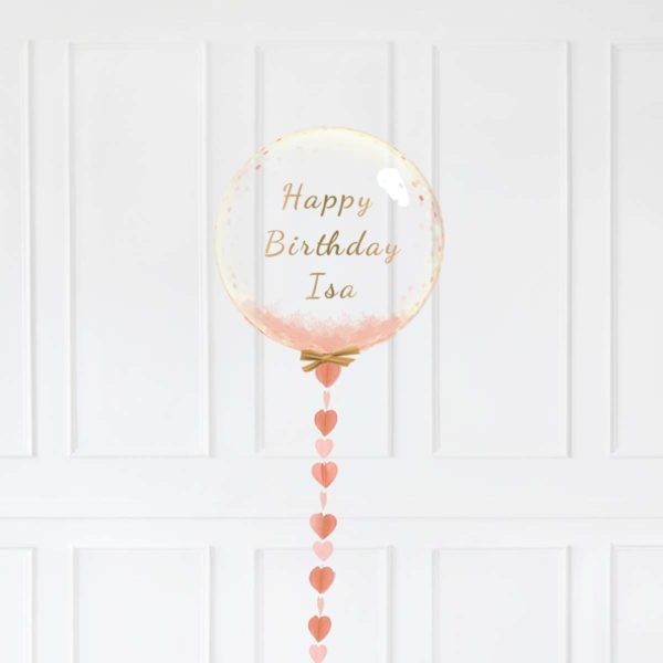 Personalised Bubble Balloon Rose Gold Heart Tail - Image 2