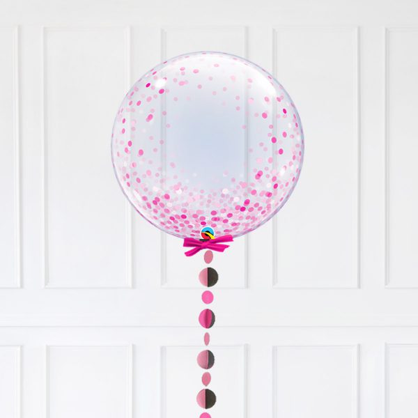 Personalised Bubble Balloon Fuchsia Confetti Circle Tail - Image 3