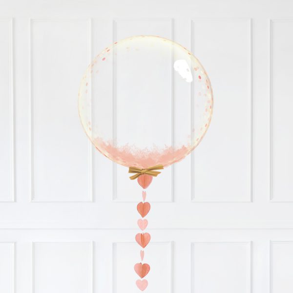 Personalised Bubble Balloon Rose Gold Heart Tail - Image 3