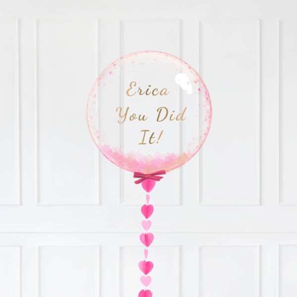 Personalised Text You Did it Bubble Pink Heart Tail 24’’ - Image 2