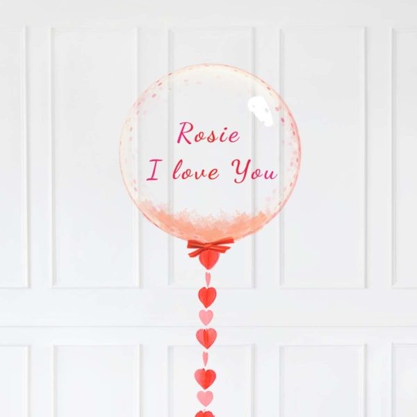 Personalised Text i love you Bubble Rose Red Heart Tail 24’’ - Image 3