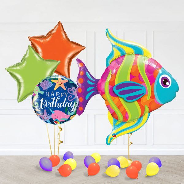 Rainbow Fish Star Orange Green Bubble Sea HappyBirthday