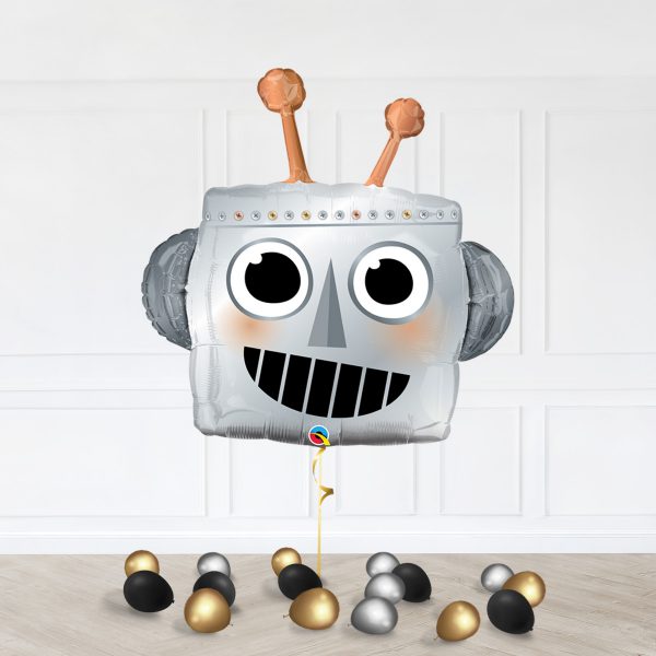 Robot Star Diamond Red Silver Black Birthday - Image 3