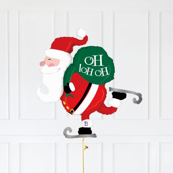 Santa Star Green Red Gold Balloons ice skates - Image 3