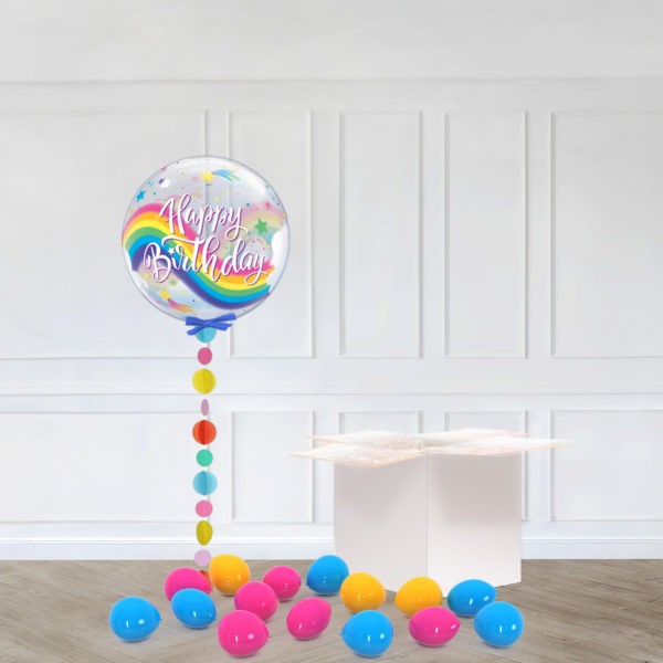 22” SINGLE BUBBLE – BIRTHDAY RAINBOW UNICORNS
