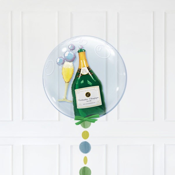 DOUBLE BUBBLE – BUBBLY WINE BOTTLE & GLASS - Image 2