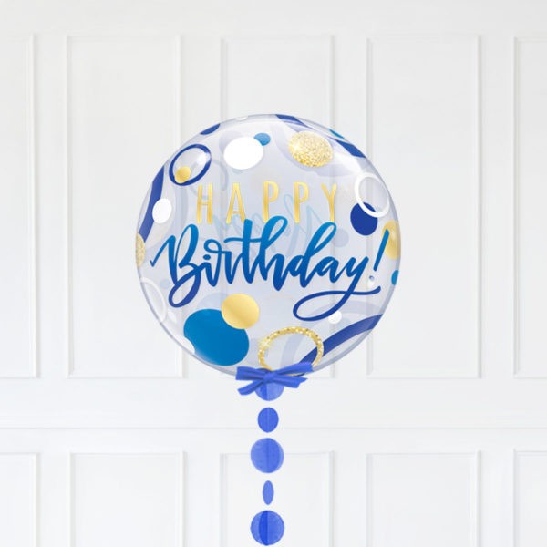 SINGLE BUBBLE – BIRTHDAY BLUE & GOLD DOTS - Image 2