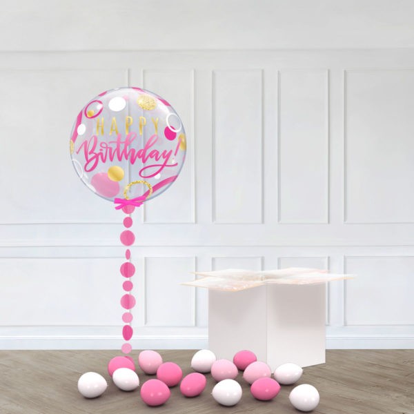 SINGLE BUBBLE – BIRTHDAY PINK GOLD DOTS