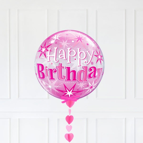 SINGLE BUBBLE – BIRTHDAY PINK STARBURST SPARKLE - Image 2